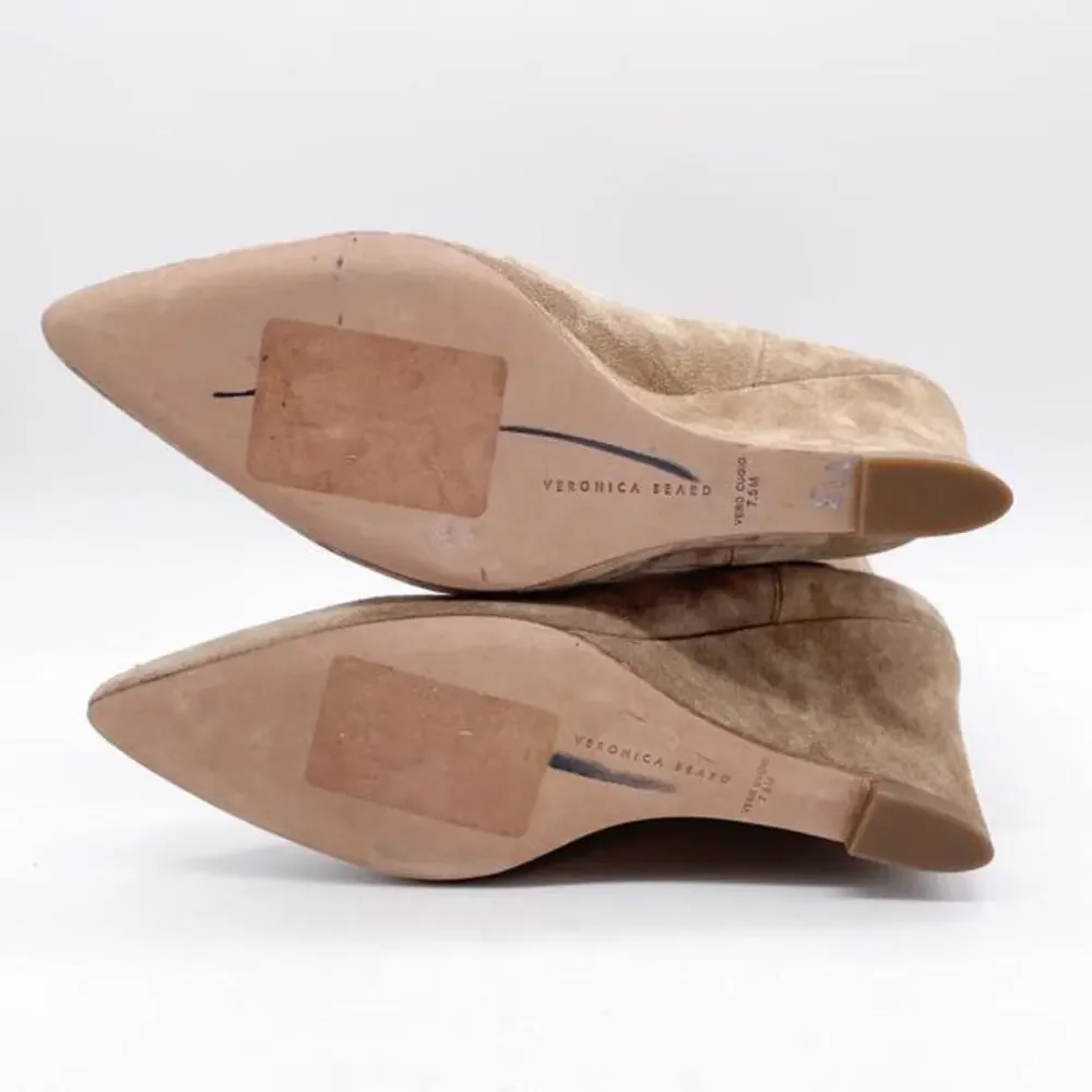 Veronica Beard Women's Iluska Pointed Toe Wedge Bootie Latte Suede Size‎ 7.5M
